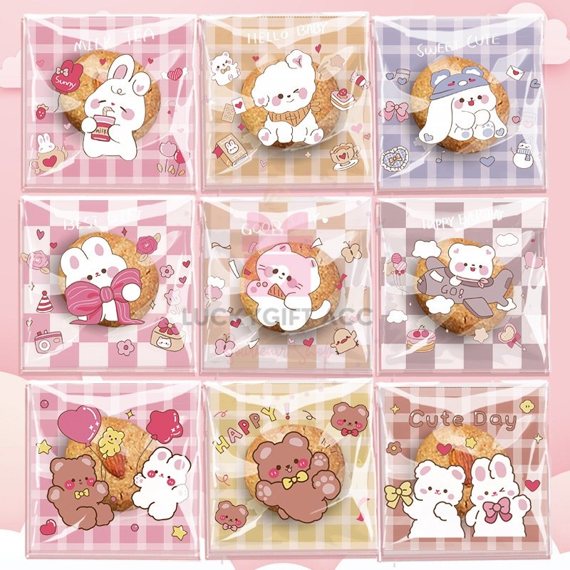 100Pcs PLASTIK PACKING COOKIES LUCU ALA JEPANG  KEMASAN KUE LUCU PLASTIK KUE/ PLASTIK PAKING KUE MOT