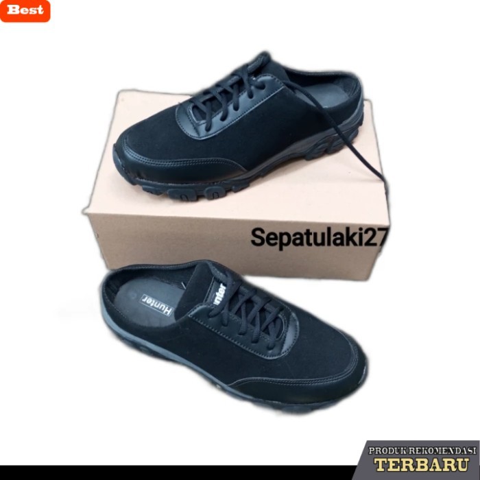 rekomendasi sepatu olahraga brand lokal sepatu sandal ukuran besar sandal pria sandal gunung - Hitam