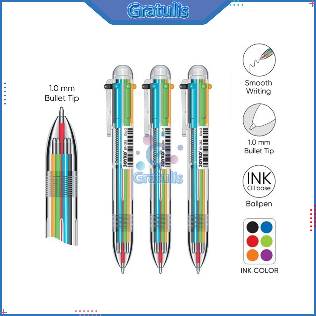 

PULPEN SITO JOYKO [BP-385/1 PCS] / BALLPOINT PENA PEN 6 MULTICOLOUR [0.1 MM] / BALPEN / BOLPEN / PENA / BULPEN JOYKO