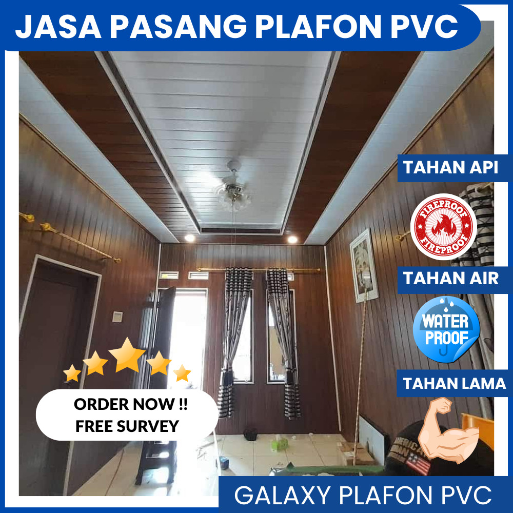 RG75DV Plafon PVC Terpasang/Jasa Pasang Plafon PVC/Pemasangan Plafon PVC/Dekorasi Rumah/Plafon PVC M