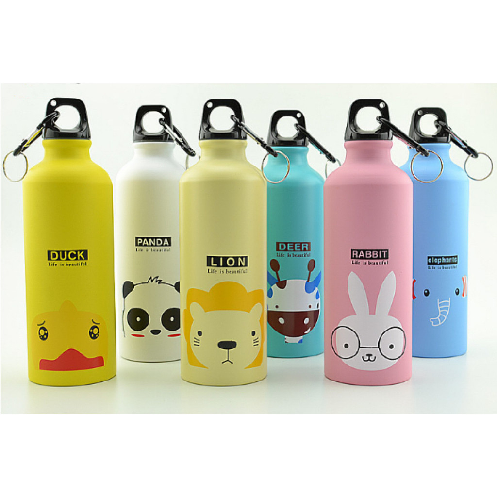 Mehaa Botol Minum Lucu dan Unik Korea Kartun 500ML | Tmpat Botol Air Minum Hewan Karakter dan Kokoh