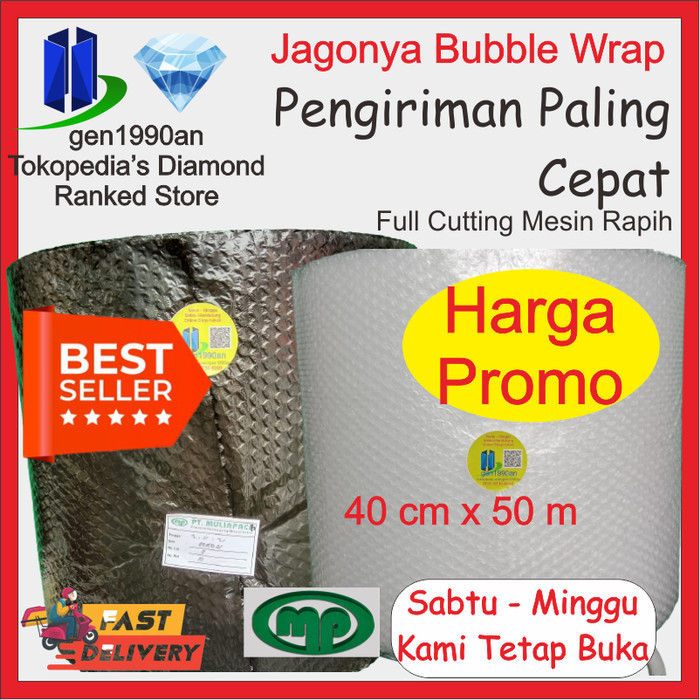 

Plastik Bubble Wrap 50m x 40cm sgt Tebal Mulia Pack Biru Tomang JakBar - Putih