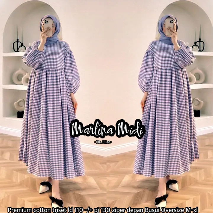 jy99pw Midi Dress Wanita Terbaru/Dress Wanita Busui Friendly/Marlina Midi/Midi Dress Korean Style/Dr