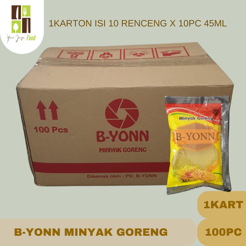 

B-yonn Minyak Goreng / Minyak Goreng Sawit 1Karton = 10 rcg x 100pc 45ml