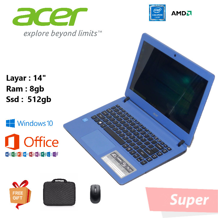 LAPTOP ACER INTEL /AMD RAM 8gb SSD 512gb FREE GIFT