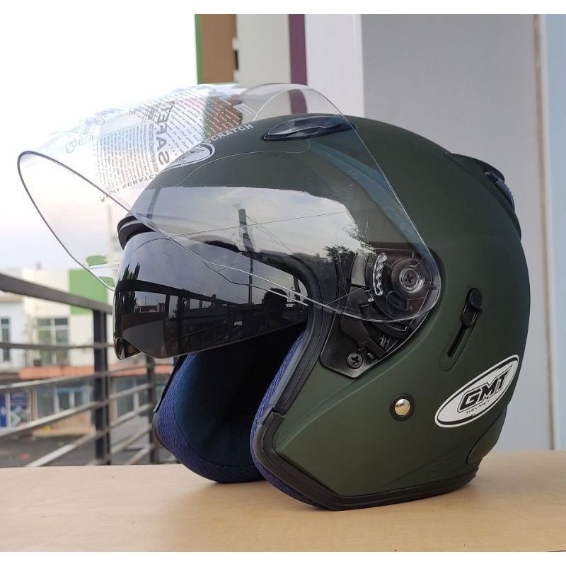 KJH87 helm gmt helm Sepeda Motor Half Face Double Visor GMT Original SNI