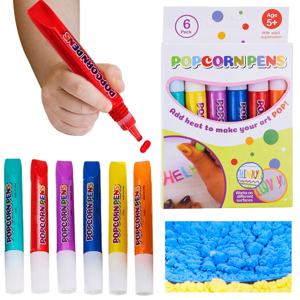 

6Pcs/Set Heated Expands Watercolor Marker Pen Creative Colour Puffy Drawing Pens for Child Greeting Cards DIY