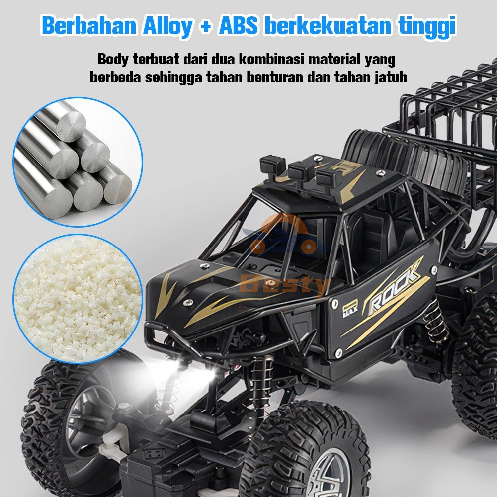 TERBARU BESTY MOBIL REMOTE CONTROL 4WD MAINAN ROCK CRAWLER ALLOY OFF-ROAD 6 RODA RC OFF ROAD DENGAN