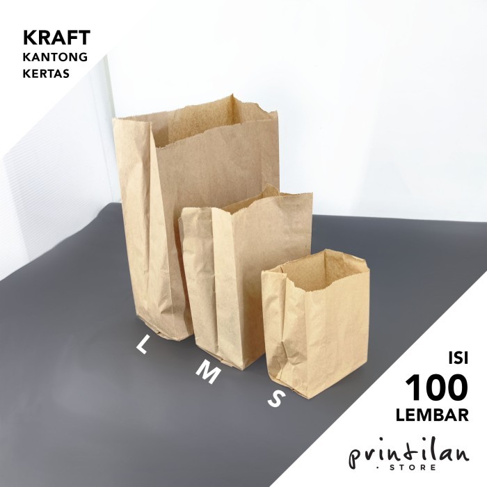 

[Uk. M] Kantong Kertas / Paper Bag / Kantong Roti / Snack / Makanan - Coklat Kraft