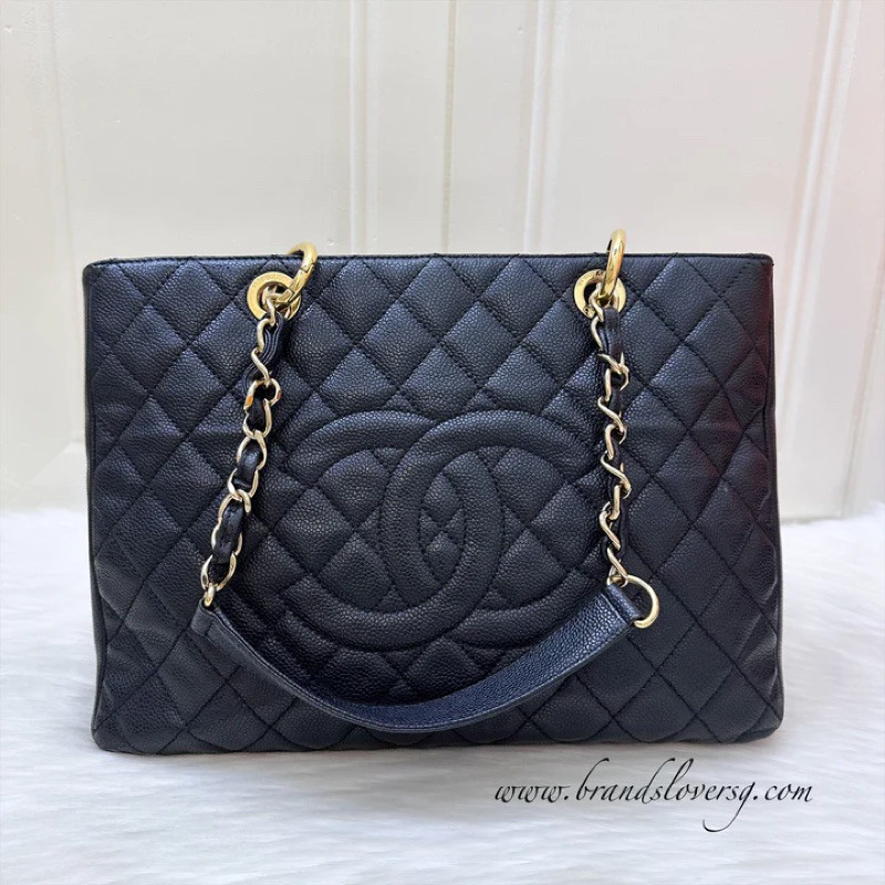 (Pre-loved) Chanel Grand Shopping Tote GST in Black Caviar and GHW