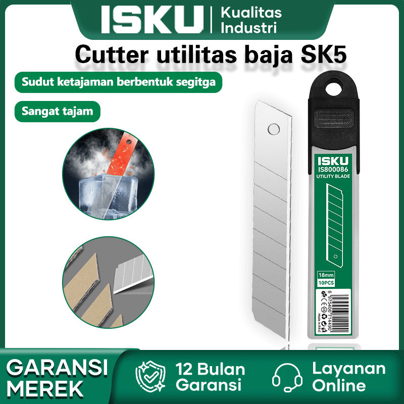 

ISKU Cutter Blade Isi SK5 10 pcs Ulang Cutter Anti Karat Isi Ulang Pisau Cutter Pisau utilitas