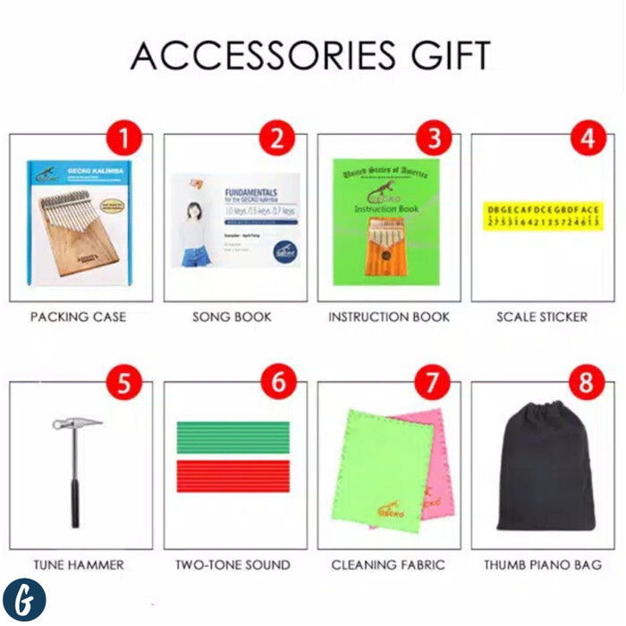 Kalimba GECKO - K17CAS ASLI (Camphor Wood) + BONUS EBOOK KALIMBA