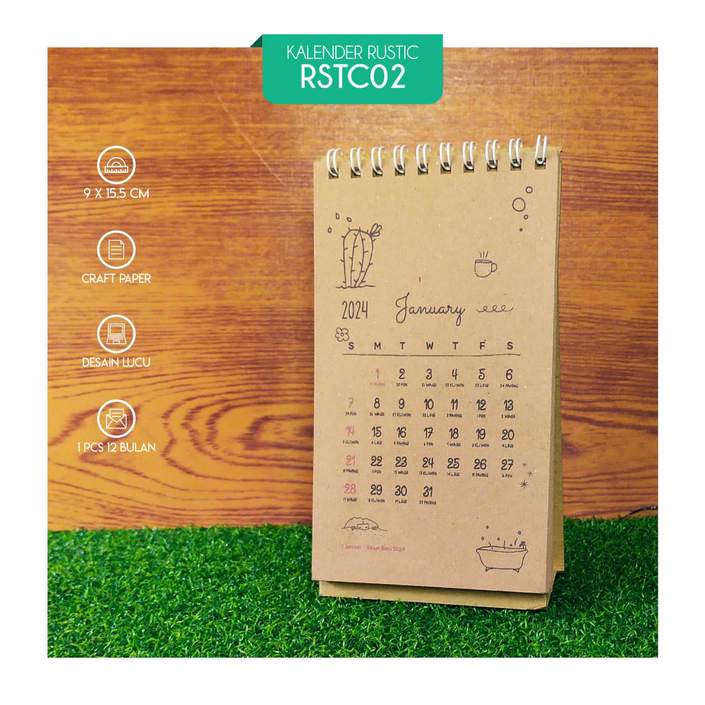 

KALENDER 2024 MEJA RUSTIC MINI - KALENDER MINI - KALENDER RUSTIC - KALENDER DUDUK - KALENDER 2024 - KALENDER UNIK - MINI CALENDAR