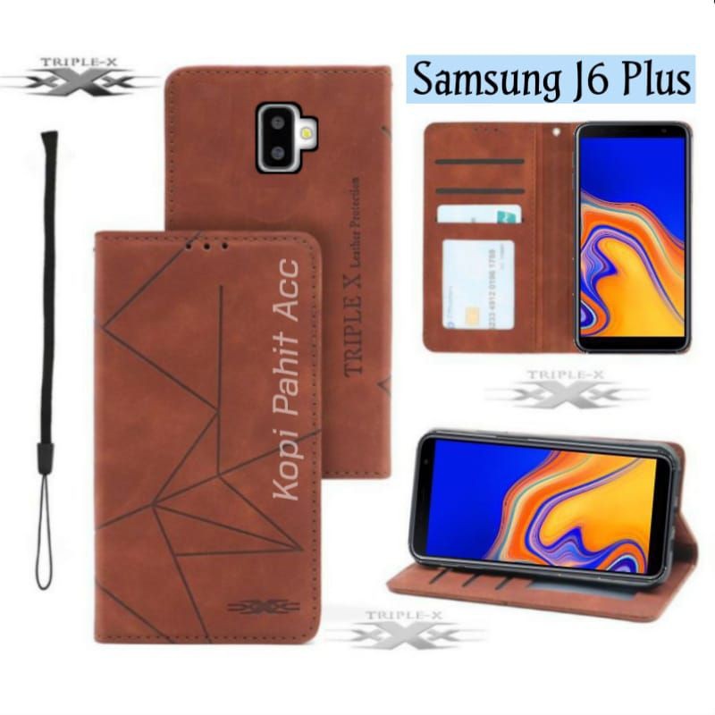Case Samsung Galaxy J6 Plus Flip Cover Wallet Sarung Hp Casing Dompet Flip Magnet