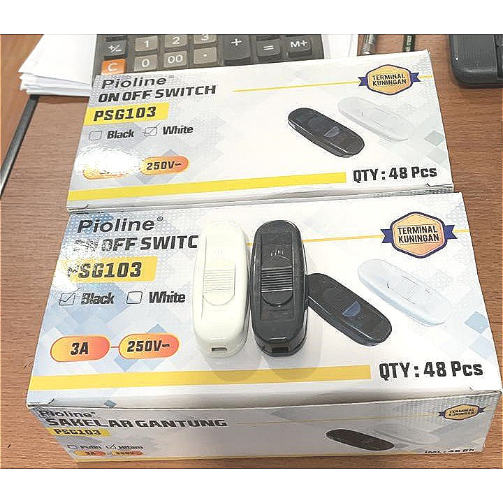 Saklar Gantung Geser Pioline Putih / Hitam Saklar Lampu Gantung PIOLINE GESER PSG103B / PSG103W SNI