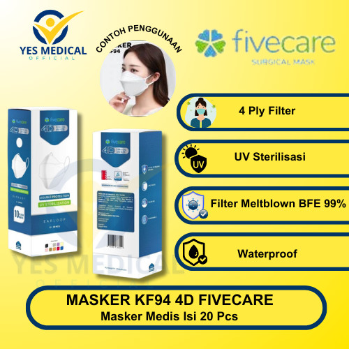 MASKER  FIVECARE 4D 4PLY ISI 20 MASKER FIVE CARE 4D