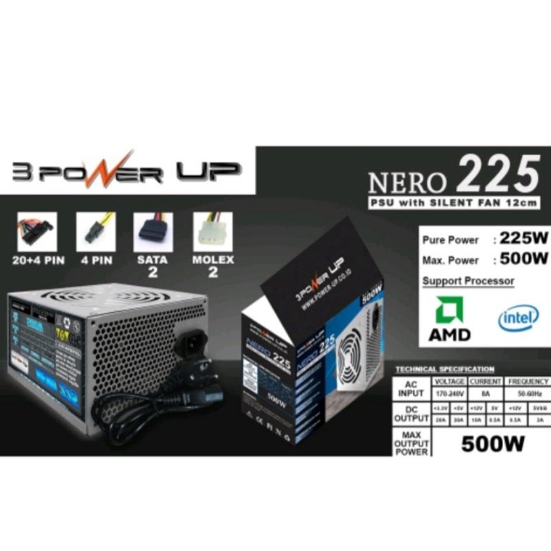 POWER SUPPLY 500 WATT Power Up 500w/ PSU Power-up 500 watt power supply