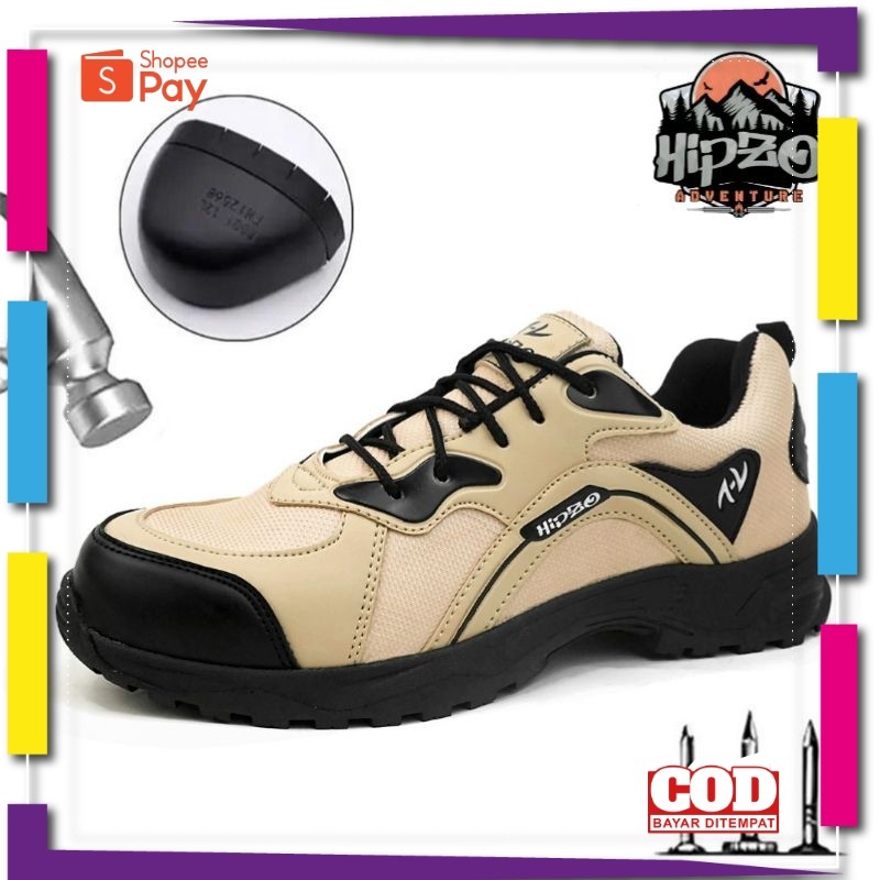[PREMIUM ORIGINAL] Sepatu Pria Safety Boots Keren Casual Ujung Besi Sport Original 100% Hipzo M65