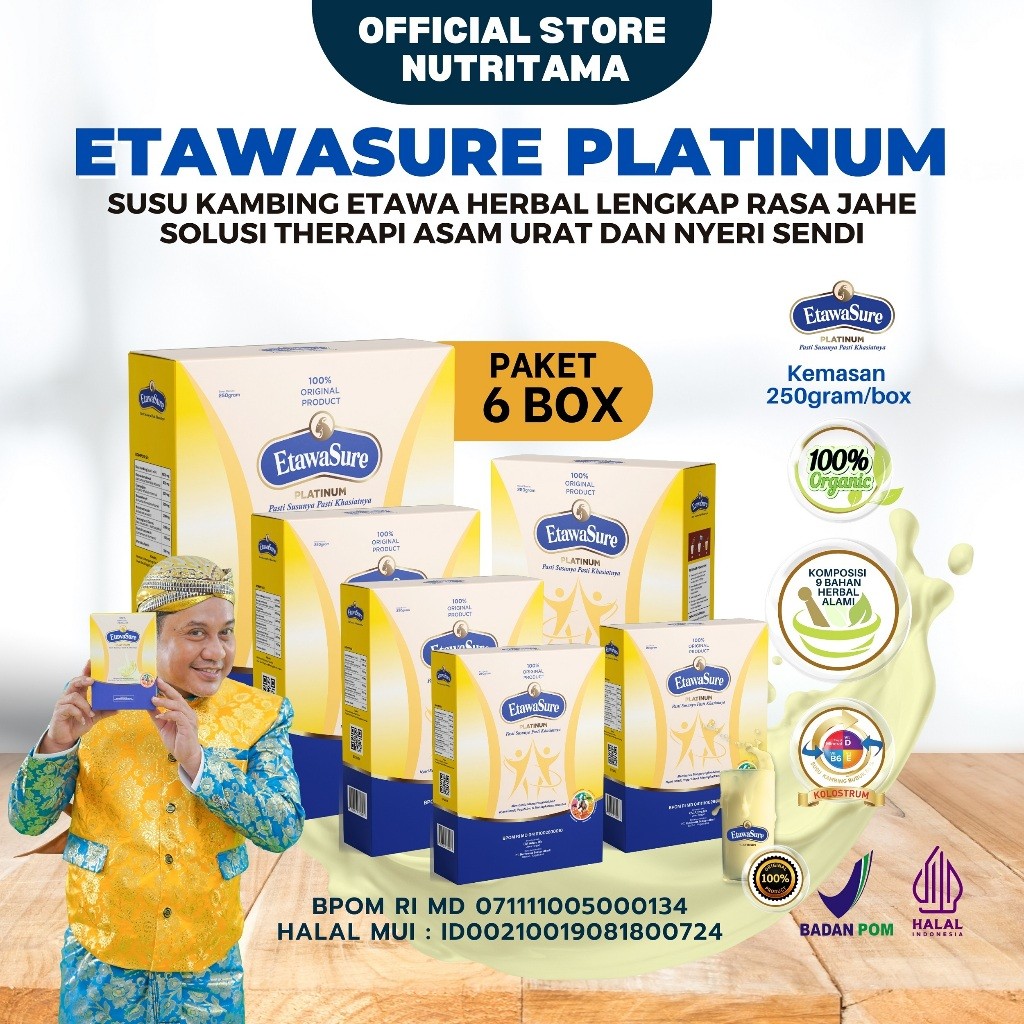 

Susu Etawasure 6 BOX 1.5Kg | Susu Kambing Herbal Original | Susu Etawasure Asli Untuk Rematik Pegal Linu dan osteoporosis | Bukan Etawalin | Etawasure Susu Kambing Etawa Original Resmi BPOM