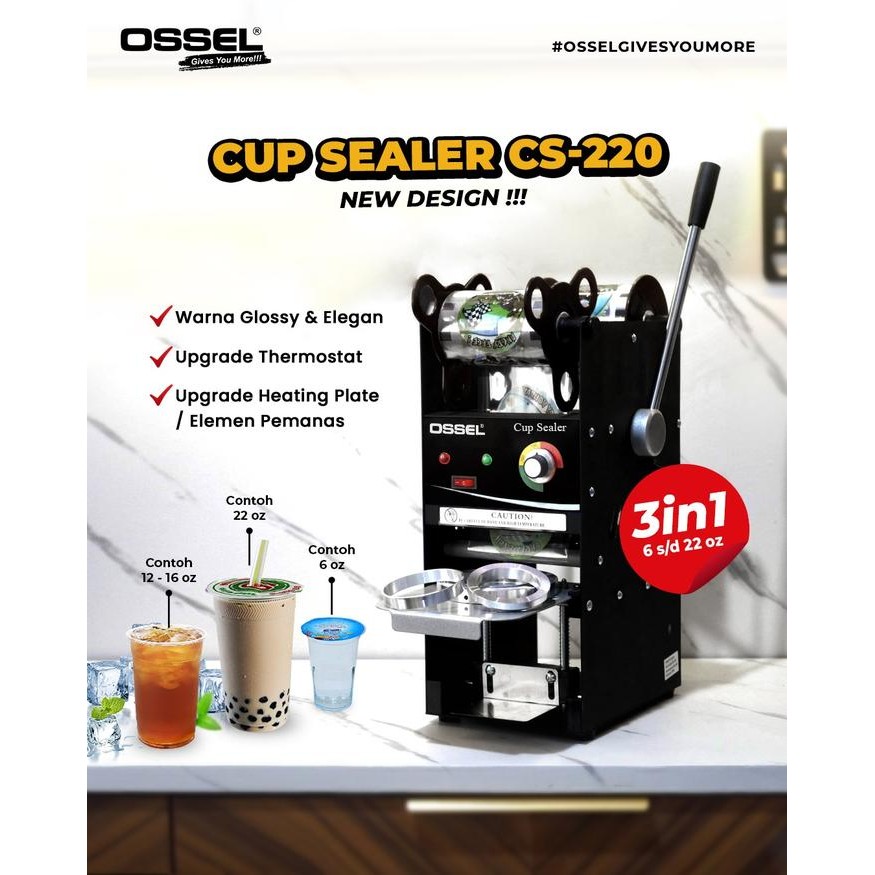 Mesin Cup Sealer Manual Ossel Mesin Cup Sealer 22OZ Mesin Press Gelas - Hitam Ossel