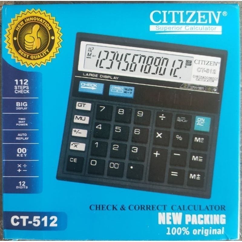 

Kalculator Citizen CT-512(12Digit/Kalkulator Bisnis atau Dagang/2power)