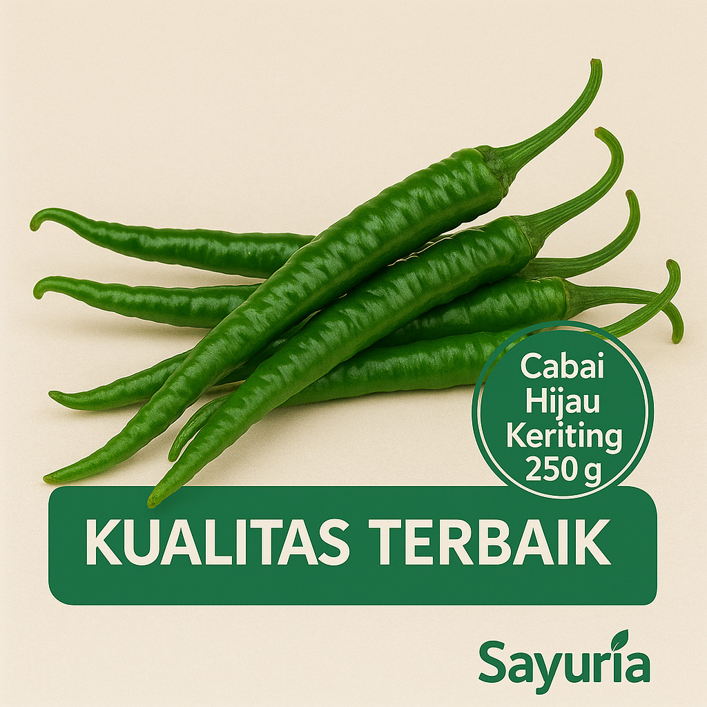 

Sayuria – Cabai Hijau Keriting Super 100gr | Segar, Wangi, Cocok untuk Tumisan