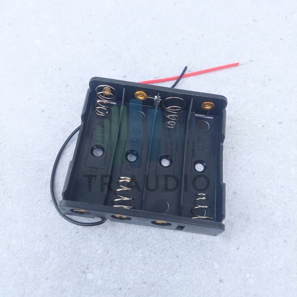 Holder Baterai AA Jejer 4 Slot Untuk Lampu Emergency & Alat Musik