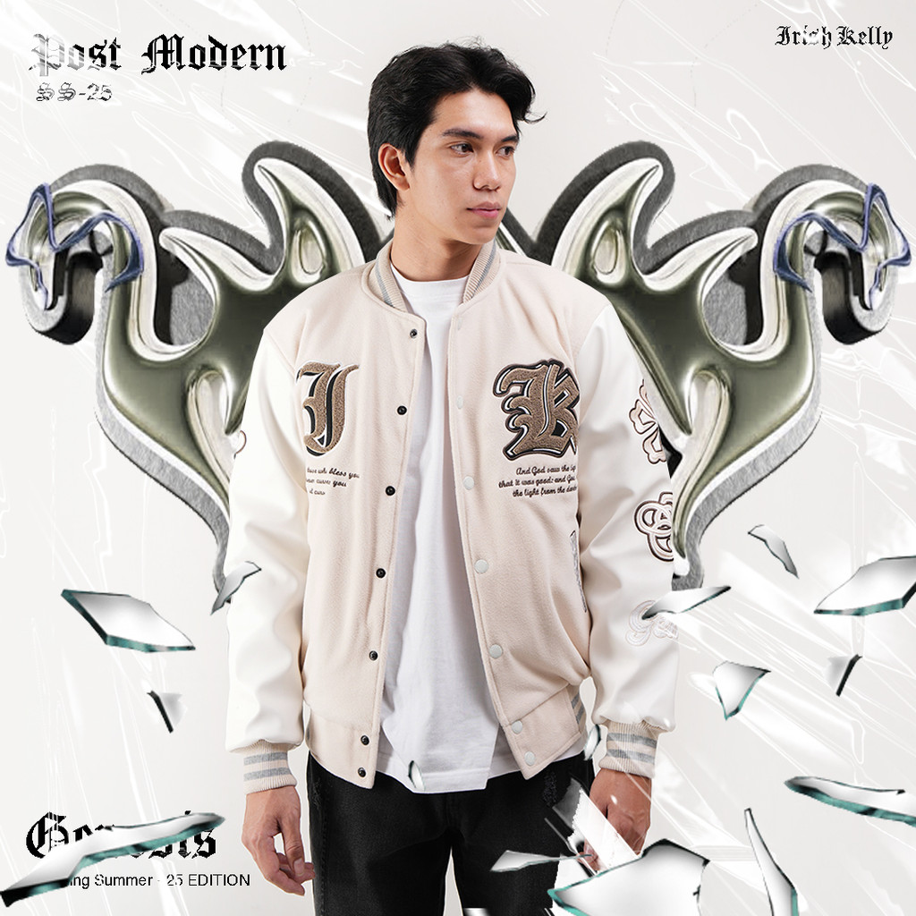 IRISH KELLY Genesis Varsity Jacket Cream