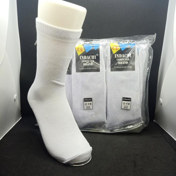 Kaos Kaki Hitam Putih Computer Indachi SMP Ukuran 21 Grosir - Putih