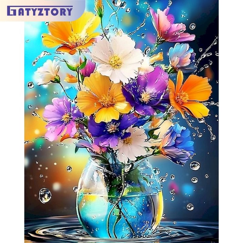 

GATYZTORY Decorative Oil Painting By Numbers Original Gifts Coloring By Numbers Flower Number Painting For Adults Pictures By Nu