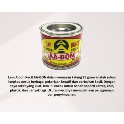 

Lem Aibon Kecil merk AA-BON 30 Gram / Lem Aibon Kaleng Kecil AABON / Lem Aibon Mini AA BON