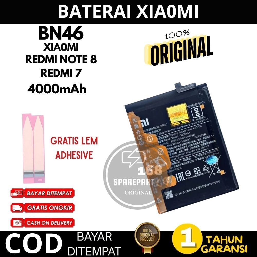 BATERAI BATRE XIAOMI REDMI NOTE 7 / REDMI NOTE 7 PRO BN4A 4000MAMH ORIGINAL BERGARANSI BONUS LEM BAT