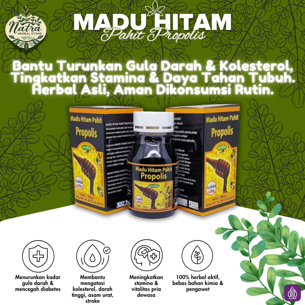 

Madu Hitam Pahit Propolis Original 100% Herbal - Turunkan Gula Darah & Kolesterol - Vitalitas Dewasa