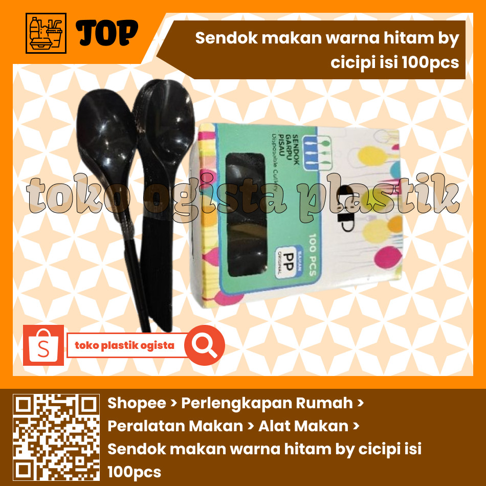 

sendok makan warna hitam by cicipi isi 100pcs