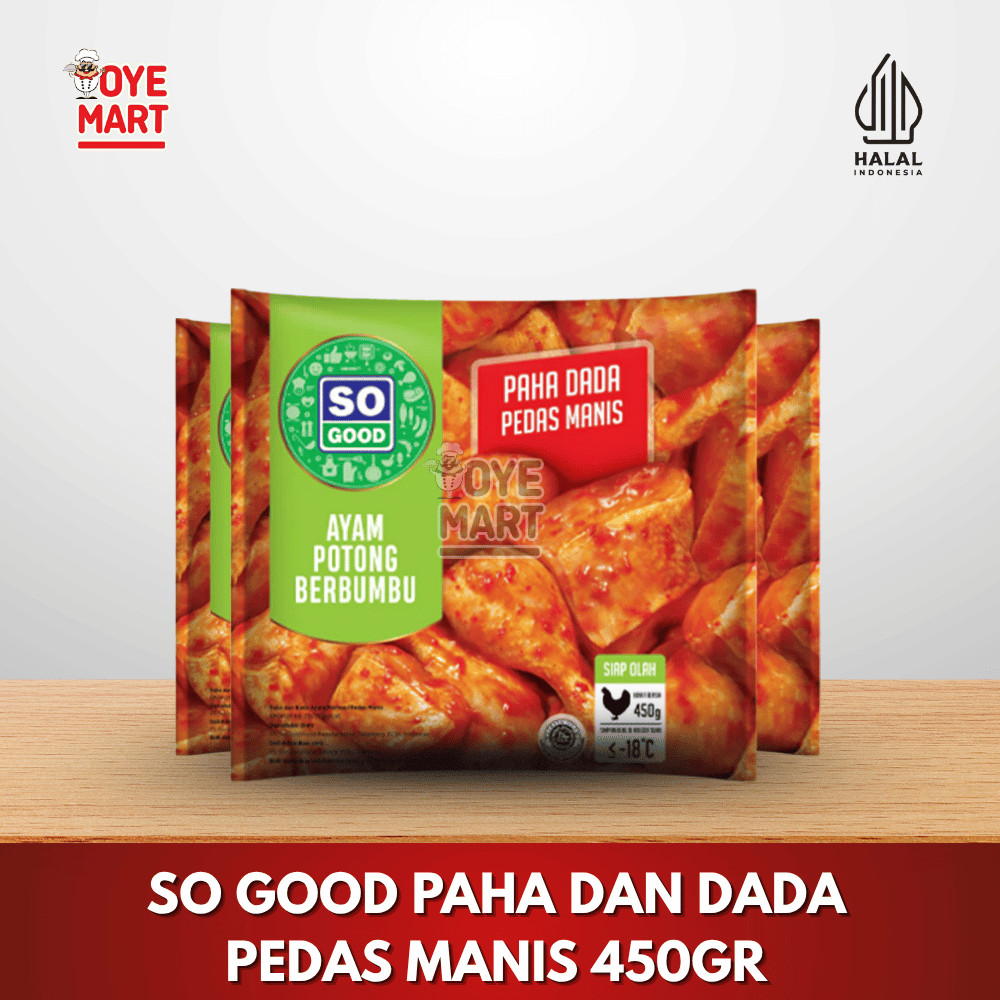 

SO GOOD AYAM POTONG PAHA DAN DADA BUMBU PEDAS MANIS 450GR/DAGING AYAM
