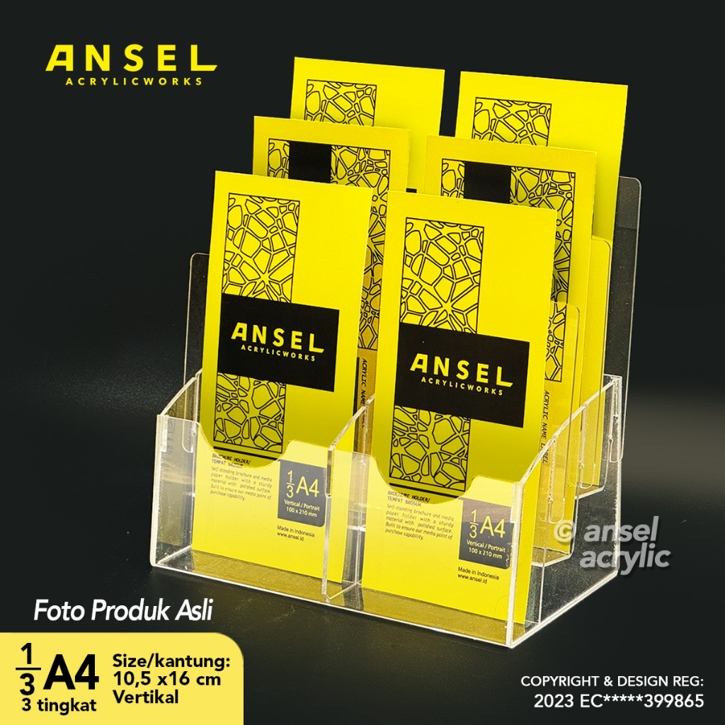 

ANSEL Rak Tempat Brosur Akrilik 3 Tingkat [ 1/3 A4 - A6 ] Tipe E2 - 3 Susun [Display Holder Flyer] Terlaris