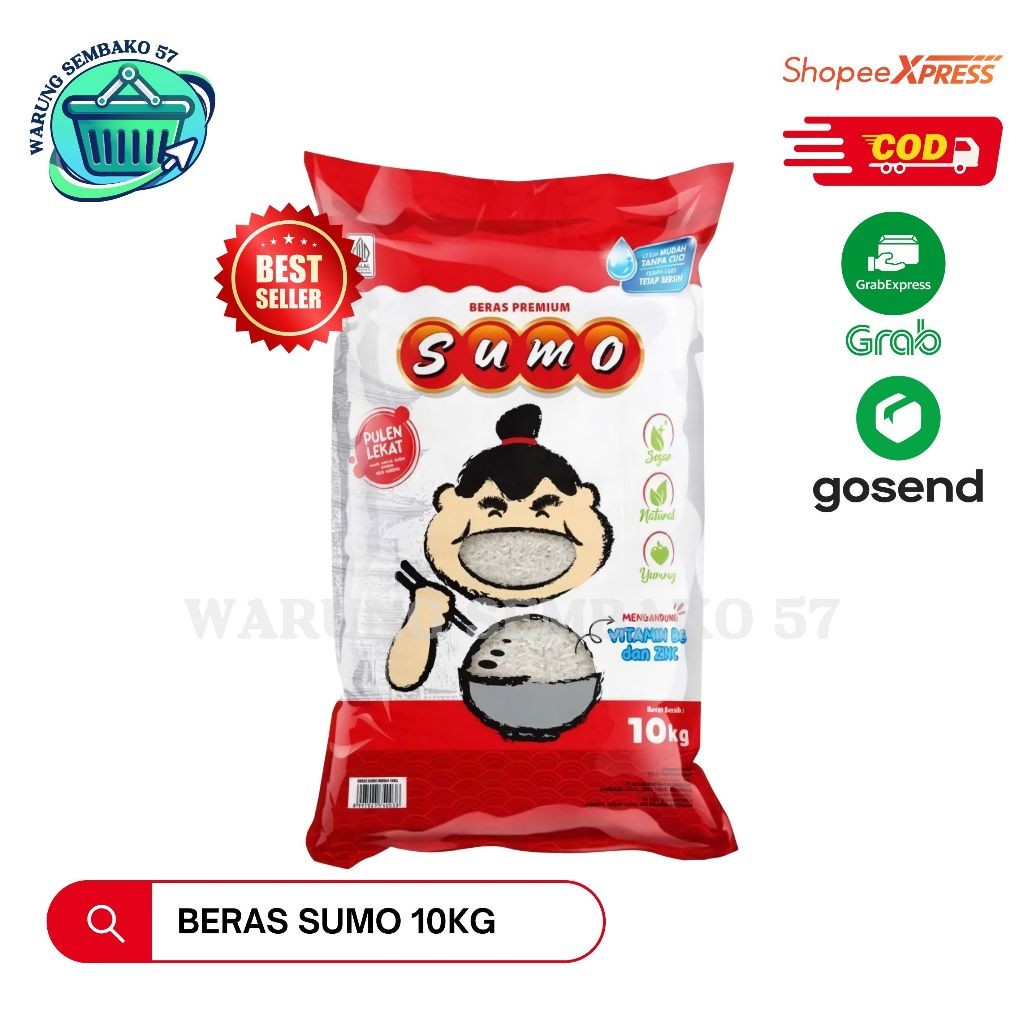 

New Sumo Beras Premium Fortifikasi 10kg - Bubur Sushi Goreng Nasi Padang Best Seller Ready StockPremium