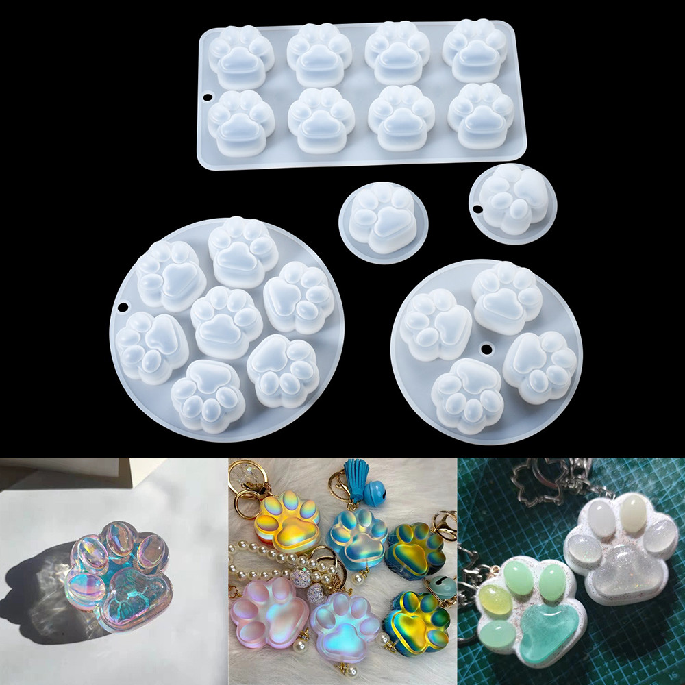 

9 Styles Cat Paw Silicone Mold (1/4/7/8 Cavity) Dog Paw Mold Smooth Frosted Cat Paw Mould For DIY Jewelry Making UV Resin Molds