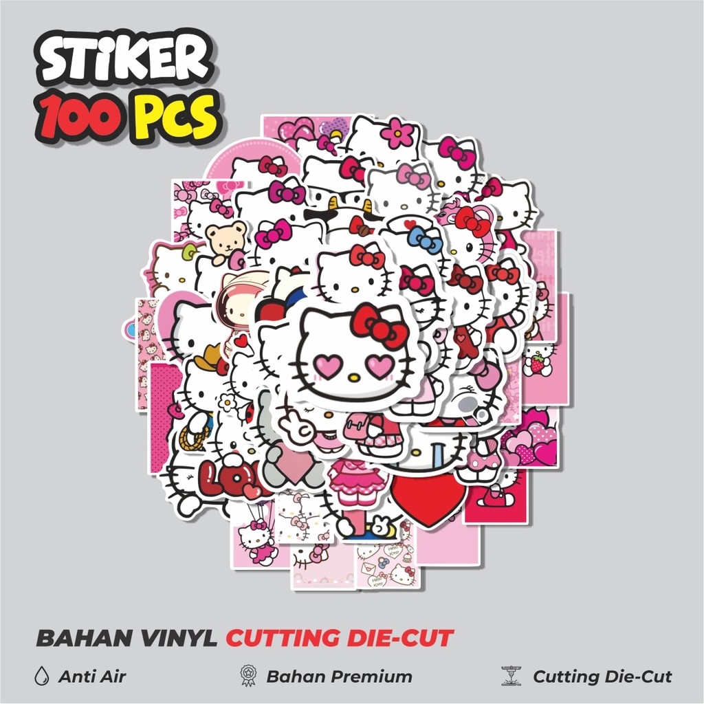 

Terbaru! 50 pcs Stiker Kartun Hello Kitty Dekorasi Lucu Kreatif untuk Notebook, Skateboard, HP