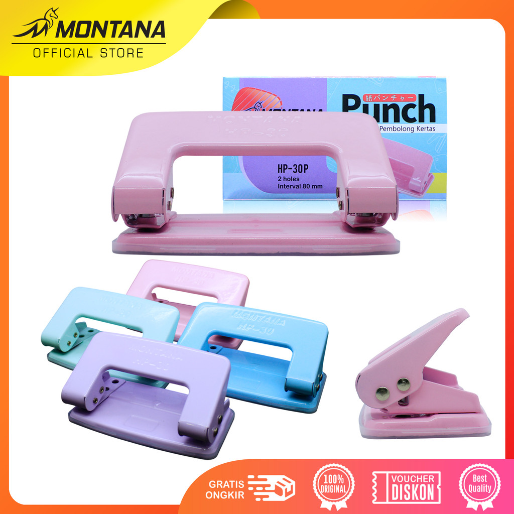 

MONTANA Punch Pembolong Kertas Maksimum A4 Paper Hole Puncher With Lock HP-30 Pastel Color