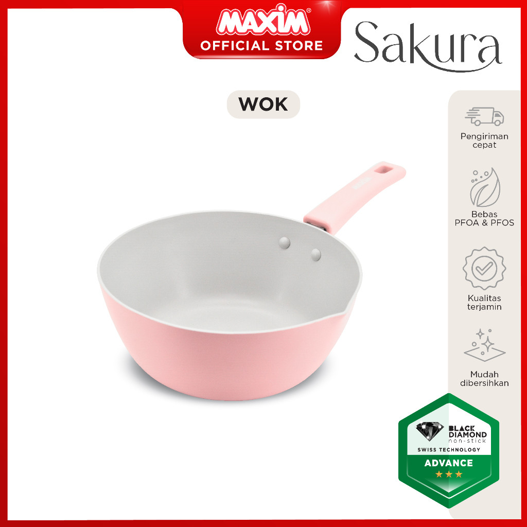 

Maxim Sakura Panci Anti Lengket 17cm Penggorengan Wok