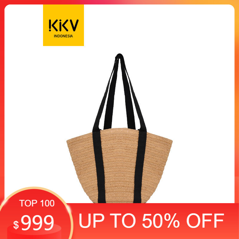 sale tali bahu hitam tas jerami/tas anyaman/tas pantai/tas jerami wanita modis/Korean Style/Slingbag