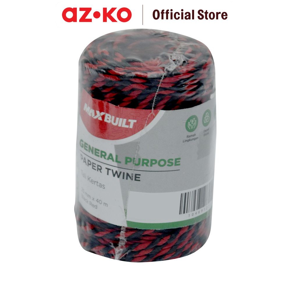 AZKO Maxbuilt Tali Kertas Serbaguna 2.5 Mm X40 mtr - Hitam/Merah Paper Twine Rope Tali Dekorasi Peng