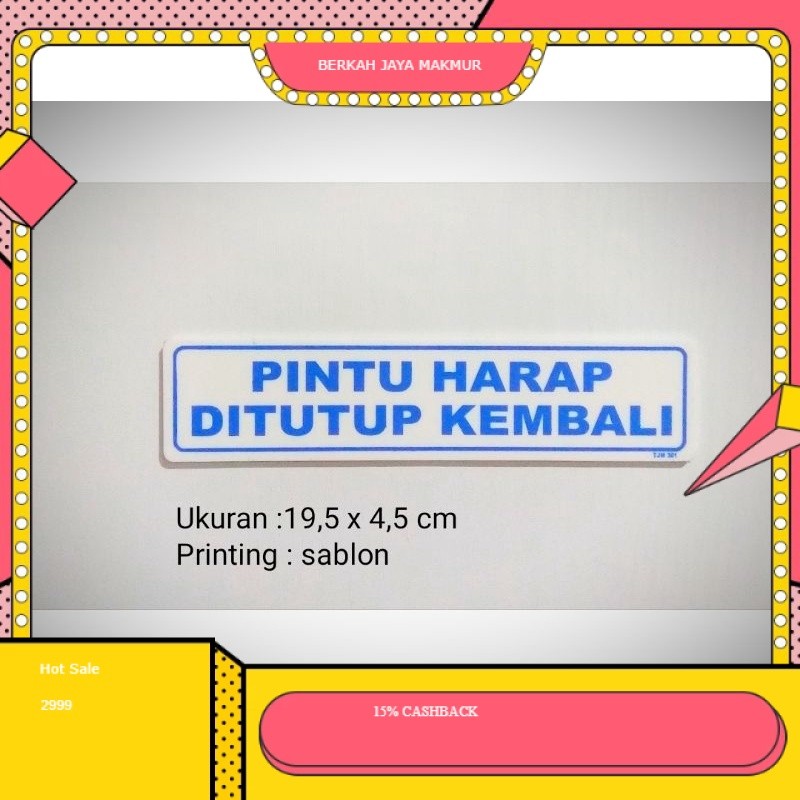 

stiker Sign plat Pintu harap ditutup kembali