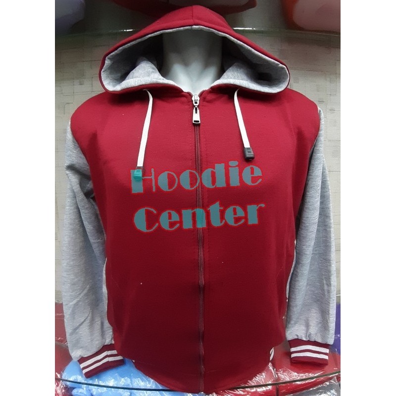 SALE -JAKET HOODIE ZIPPER RAGLAN VARSITY HOODIE RAGLAN JAKET RAGLAN POLOS - Hitam - Merah, M