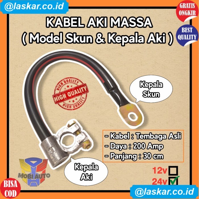 (AM) Kabel Aki Massa Model Kepala Aki Dan Skun Untuk Truk dan Fuso 24 Volt