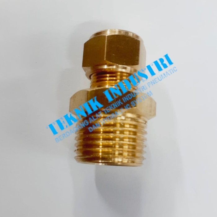 Male conector Tube 3/8" x 1/2" kuningan