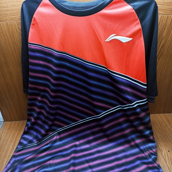 Kaos Badminton LINING ATSN495 (Red, Navy, Black) 100% ORIGINAL - Black - XXL