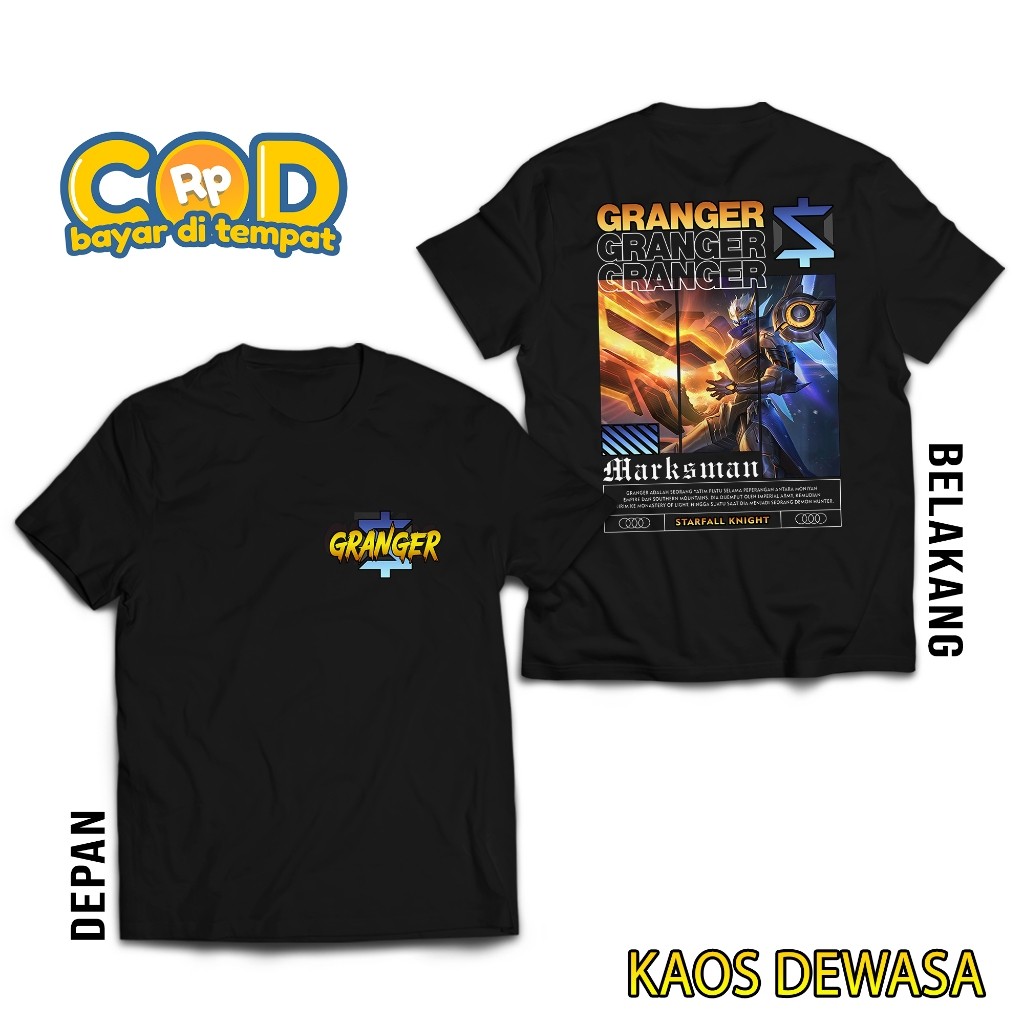 KAOS MOBILE LEGEND GRANGER - KAOS GRANGER STARFALL KNIGHT - HERO MARKSMAN - KAOS ML VIRAL - T-SHIRT 