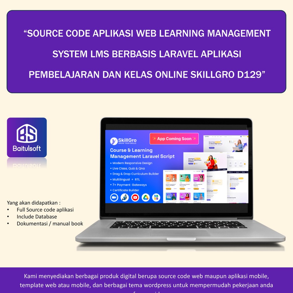 D129 - SKILLGRO - COURSE & LEARNING MANAGEMENT SYSTEM LARAVEL SCRIPT (LMS)


